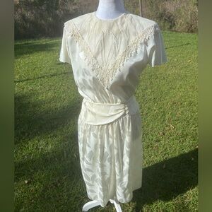 Brenner Petites 1980s Dressy Dress Ivory Size 8P